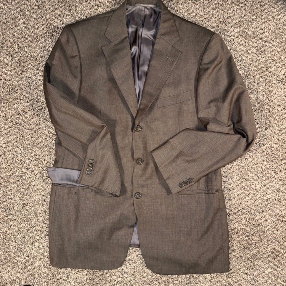 Ermenegildo Zegna Neiman Marcus 42R Brown Pinstripe Wool Blazer Vintage 3-Button